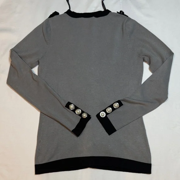 Vintage Twelve by Twelve Pearl Button Military Knit Cardigan/M - Chanel Style - Picture 5 of 8